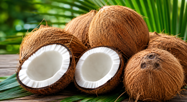 semi husked coconuts